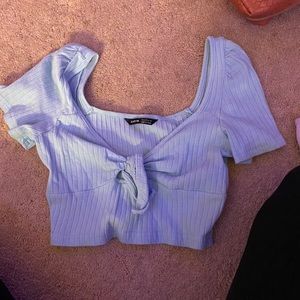 Blue short sleeve with tie